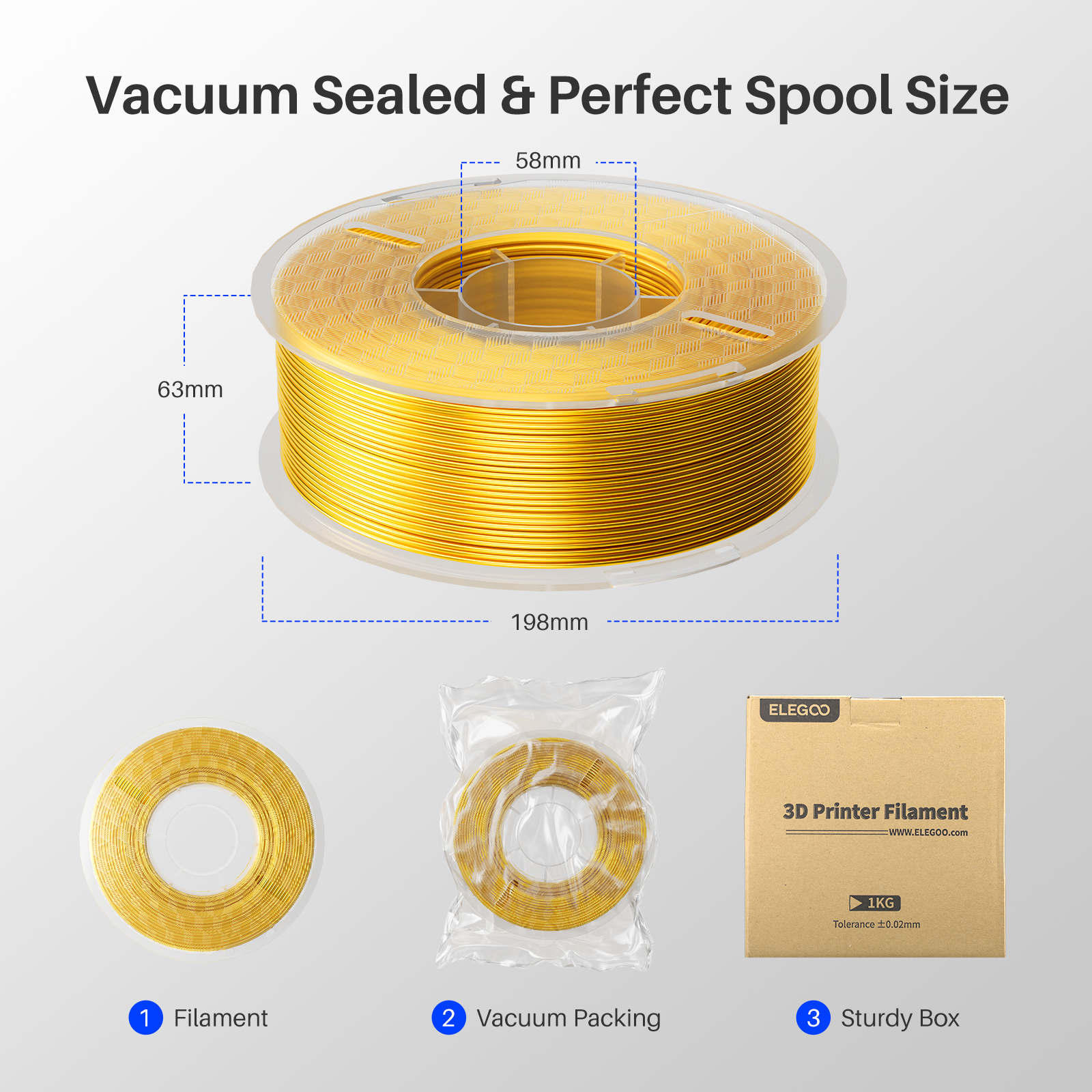 Filamento PLA Dorado Silk Elegoo Premium - Image 6