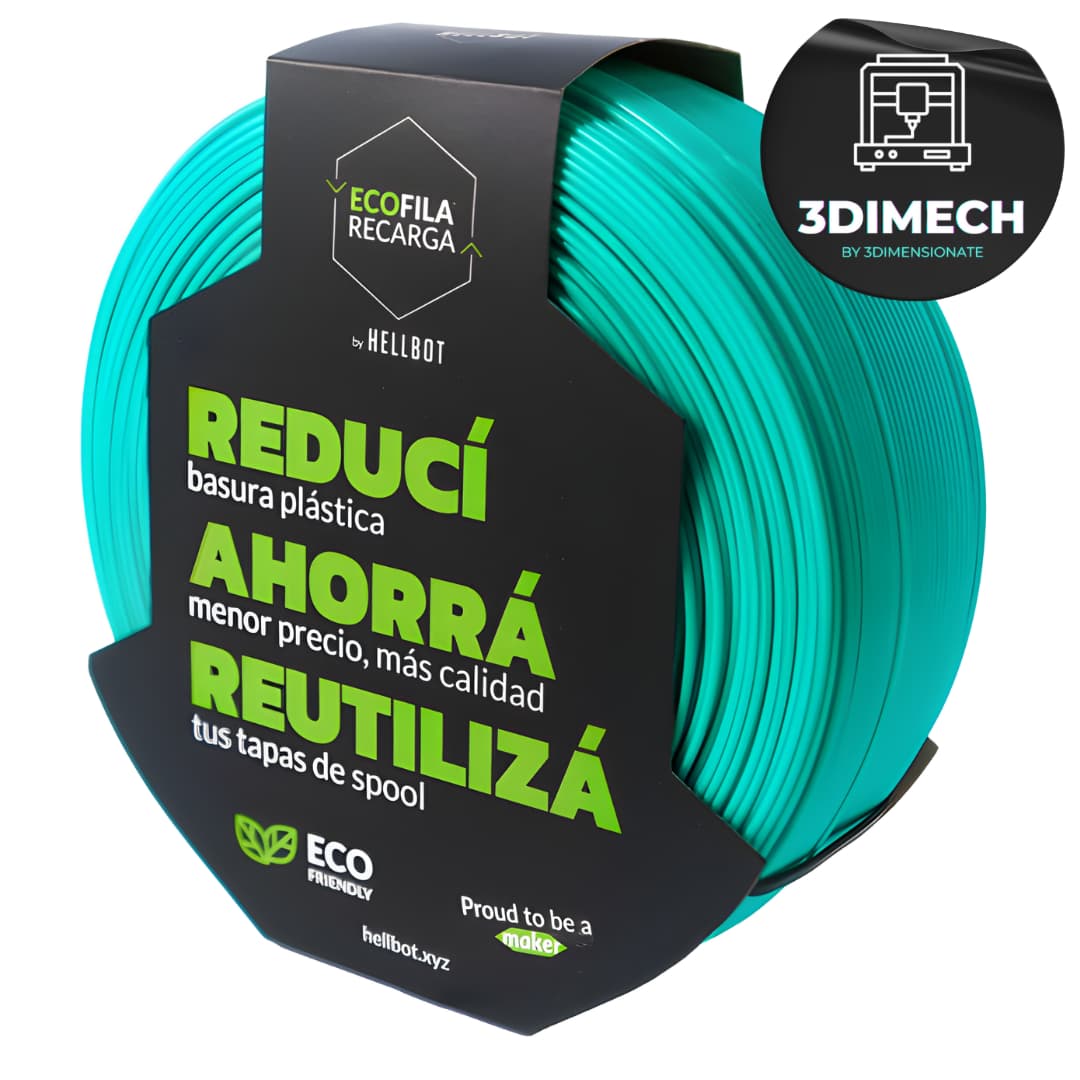 Filamento PLA Aqua Hellbot Ecofila Recarga 1kg 1.75mm