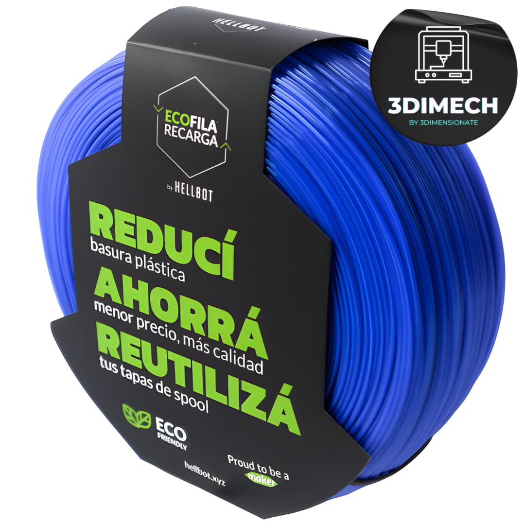Filamento PLA Azul Hellbot Ecofila Recarga 1kg 1.75mm