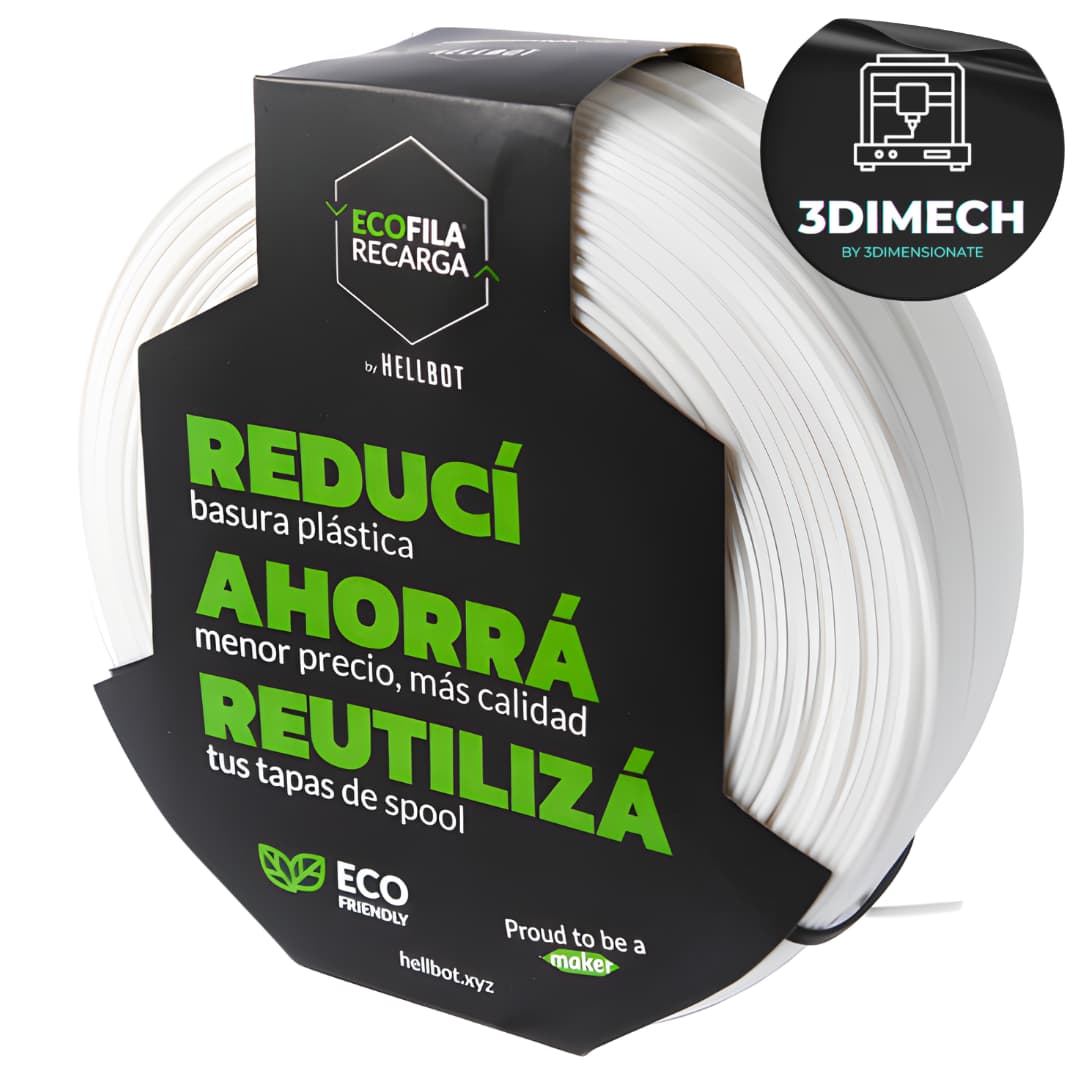 Filamento PLA Blanco Hellbot Ecofila Recarga 1kg 1.75mm