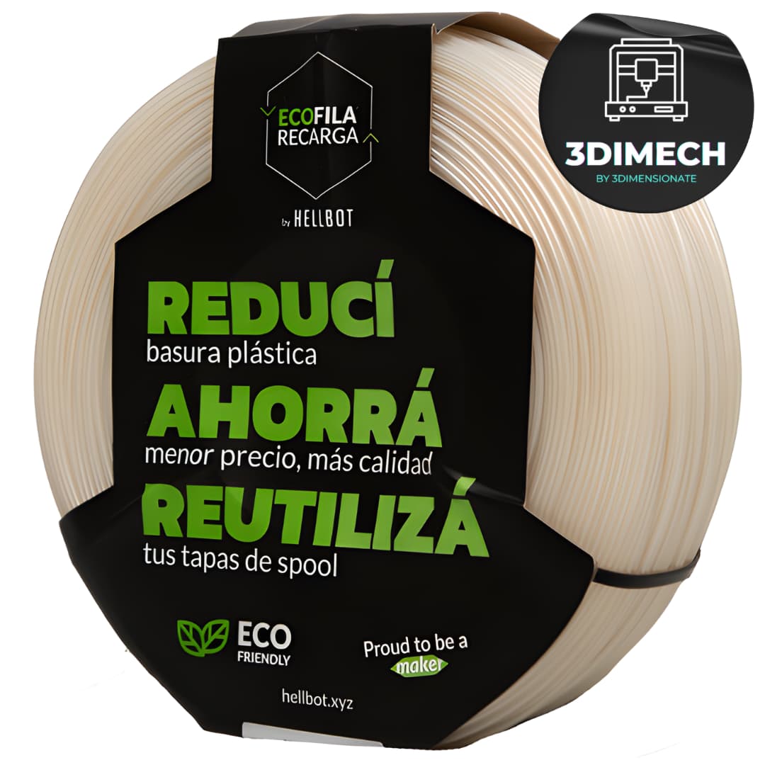 Filamento PLA Diamante Translúcido Hellbot Ecofila Recarga 1kg 1.75mm