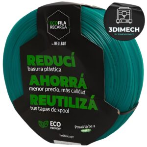 Filamento PLA Esmeralda Translúcido Hellbot Ecofila Recarga 1kg 1.75mm