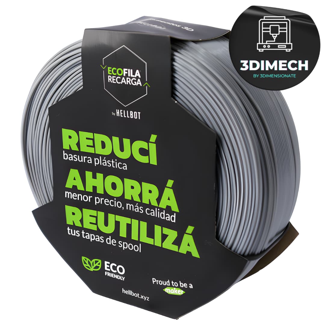 Filamento PLA Gris Hellbot Ecofila Recarga 1kg 1.75mm