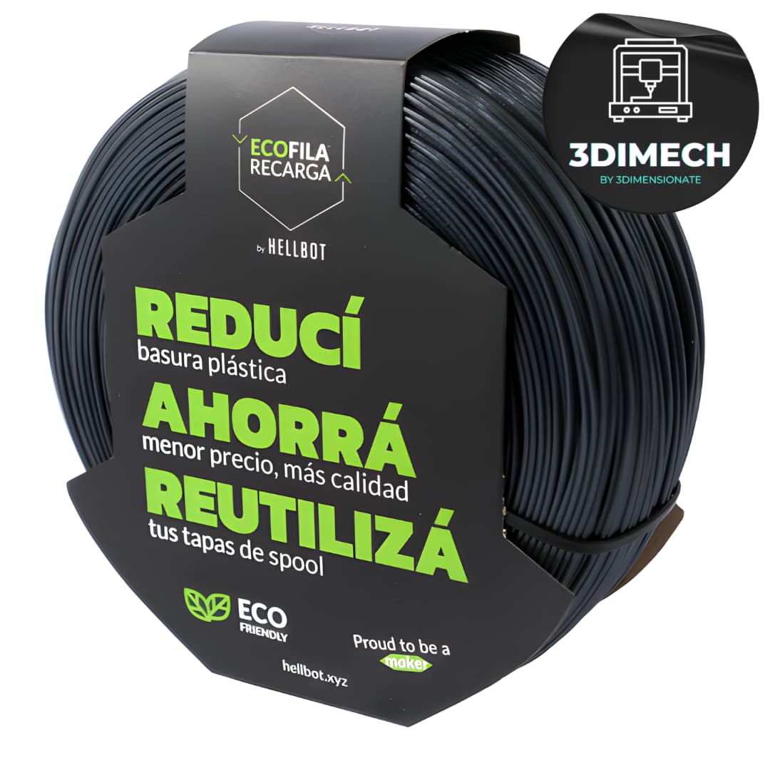 Filamento PLA Gris Grafito Hellbot Ecofila Recarga 1kg 1.75mm