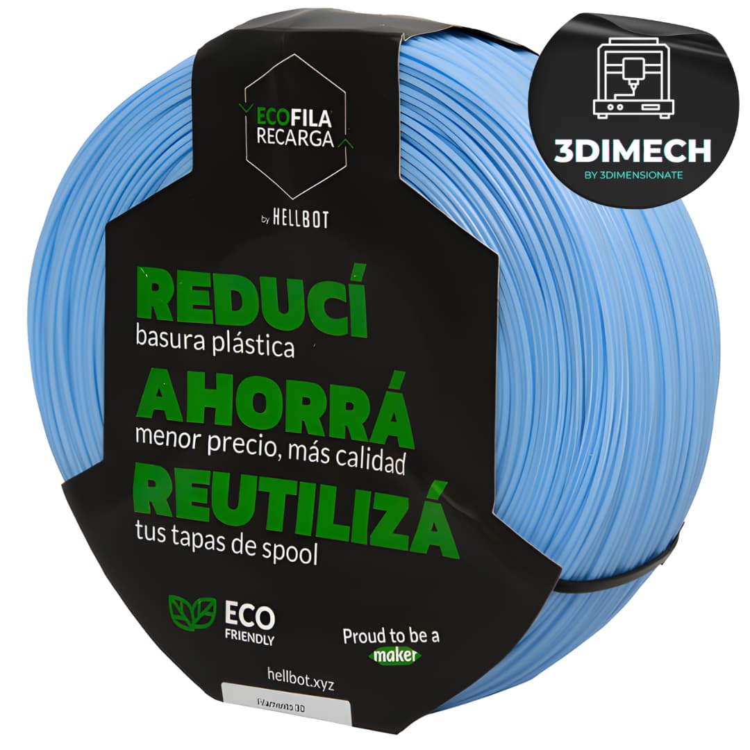 Filamento PLA Índigo Pastel Hellbot Ecofila Recarga 1kg 1.75mm