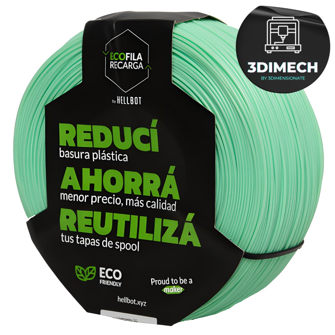 Filamento PLA Kiwi Pastel Hellbot Ecofila Recarga 1kg 1.75mm