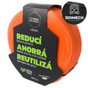 Filamento PLA naranja Hellbot Ecofila Recarga 1kg 1.75mm