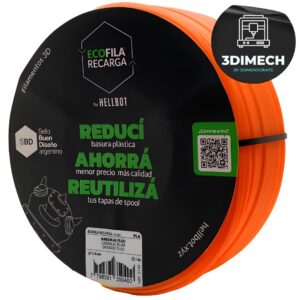 Filamento PLA Naranja Flúor Hellbot Ecofila Recarga 1kg 1.75mm