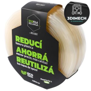Filamento PLA natural cristal Hellbot Ecofila Recarga 1kg 1.75mm