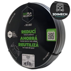 Filamento PLA plateado Hellbot Ecofila Recarga 1kg 1.75mm