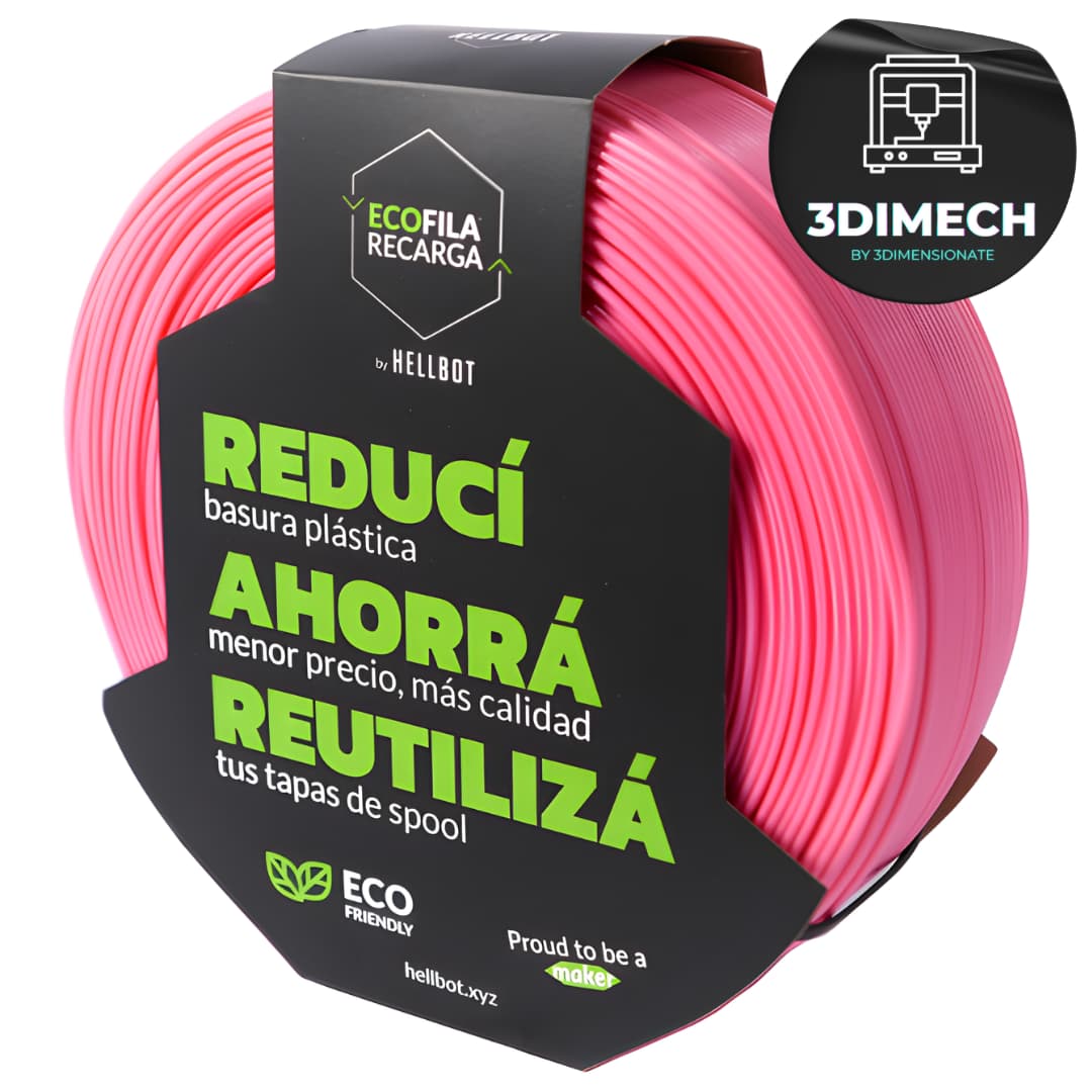 Filamento PLA Rosa Hellbot Ecofila Recarga 1kg 1.75mm