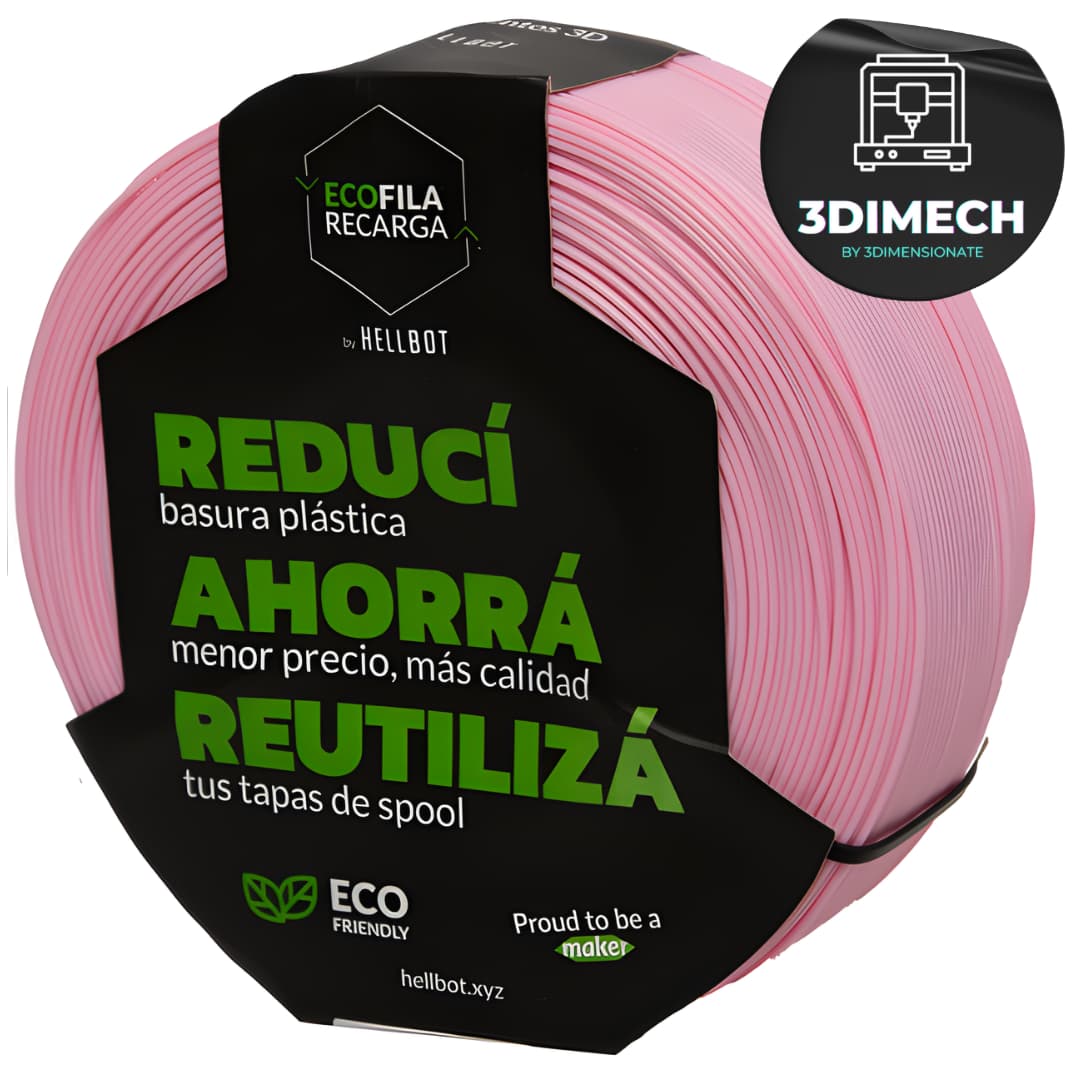 Filamento PLA rosa pastel Hellbot Ecofila Recarga 1kg 1.75mm