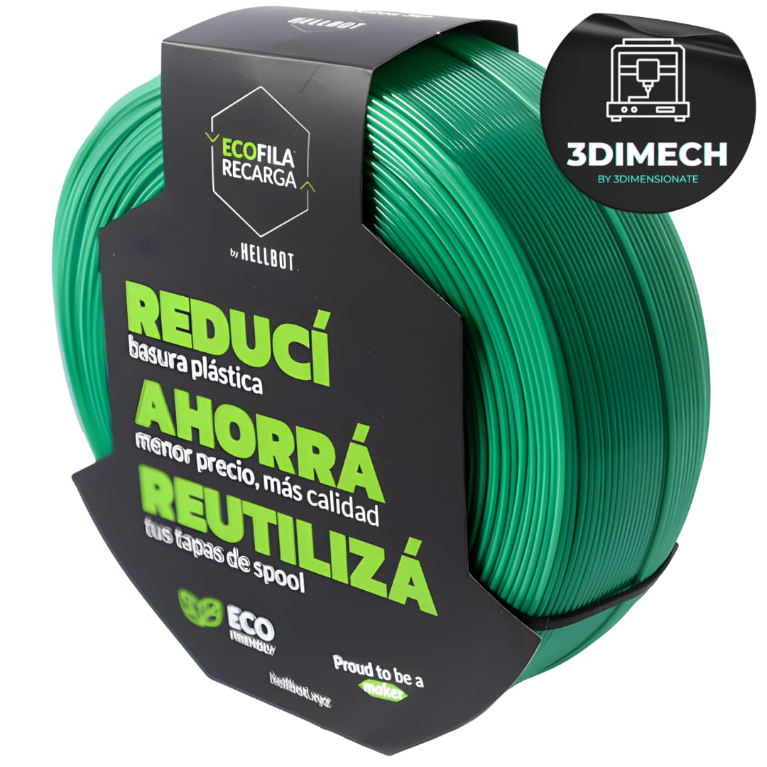 Filamento PLA Verde Hellbot Ecofila Recarga 1kg 1.75mm