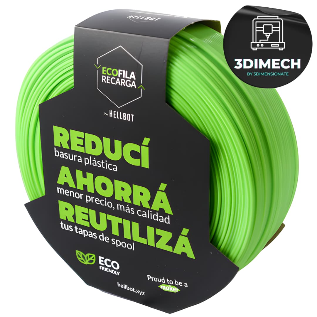 Filamento PLA Verde Claro Hellbot Ecofila Recarga 1kg 1.75mm