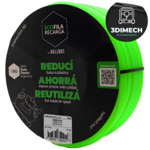 Filamento PLA verde flúor Hellbot Ecofila Recarga 1kg 1.75mm