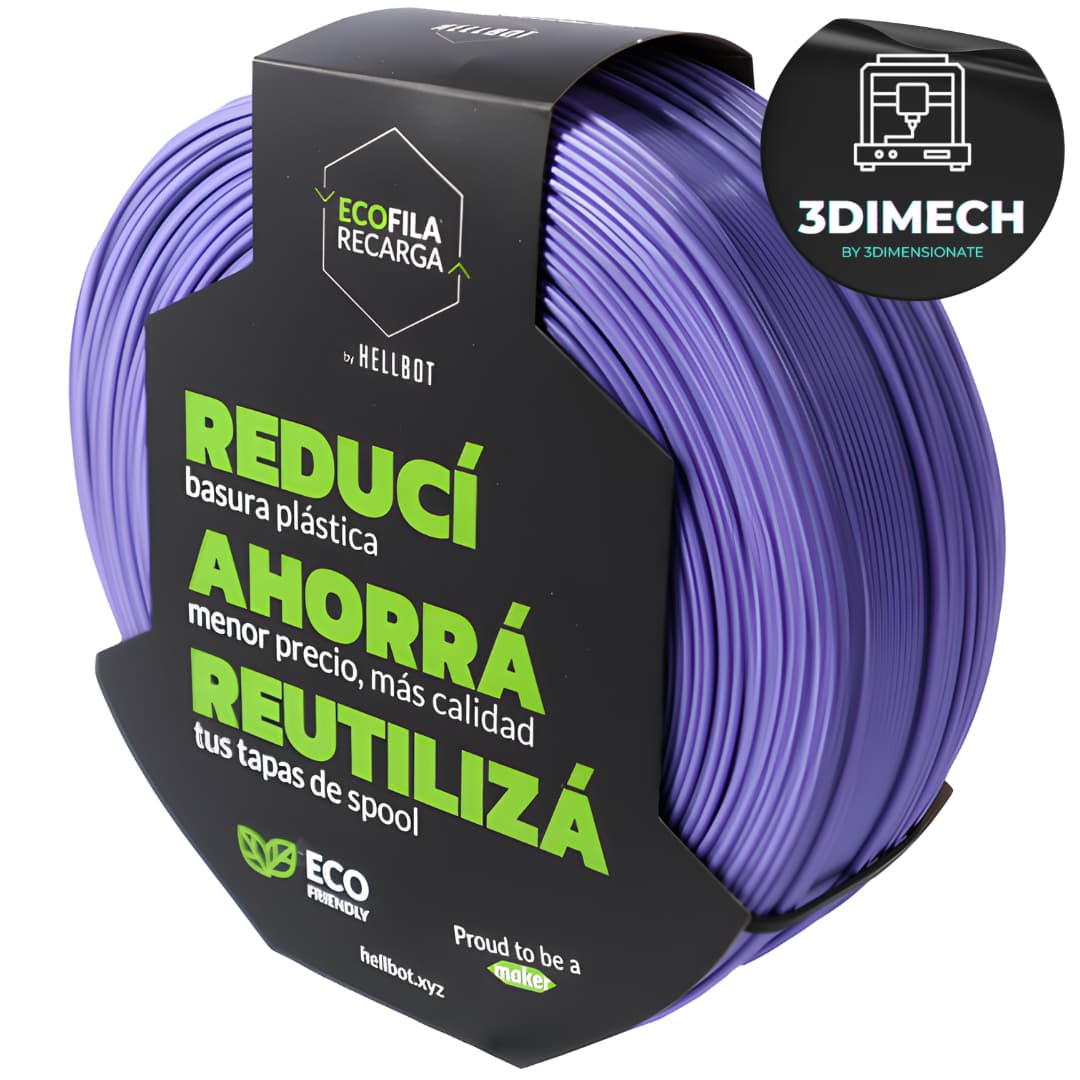Filamento PLA Violeta Hellbot Ecofila Recarga 1kg 1.75mm