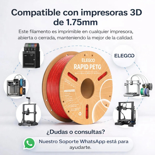 Filamento 3d Rapid Petg 1.75mm X 1kg Elegoo Impresion 3d Plateado - Imagen 2