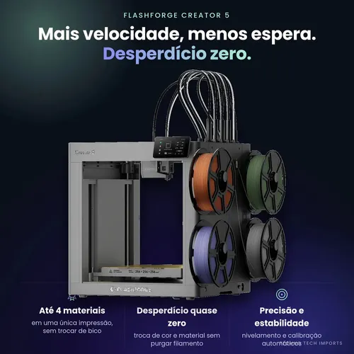 Impresora 3d Flashforge Creator 5 Con 4 Boquillas Multicolor Gris - Imagen 2